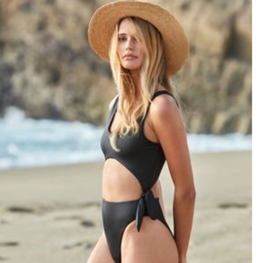 LA hearts black cutout one piece swimsuit